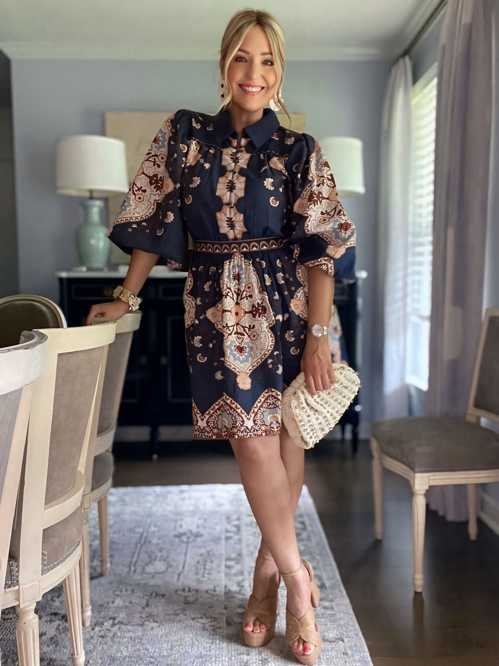 Cleobella Navy Boho Mini Dress